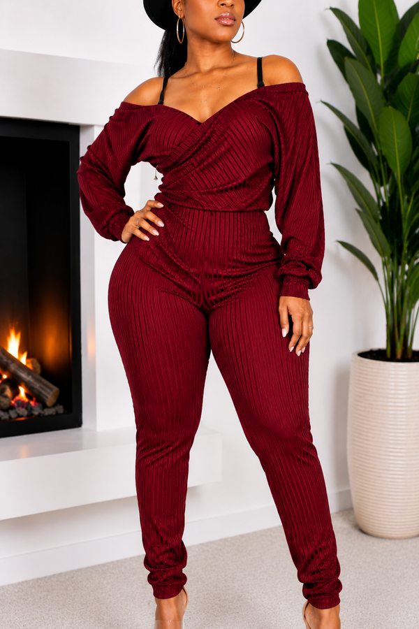 Off Shoulder Cross Front Jumpsuit