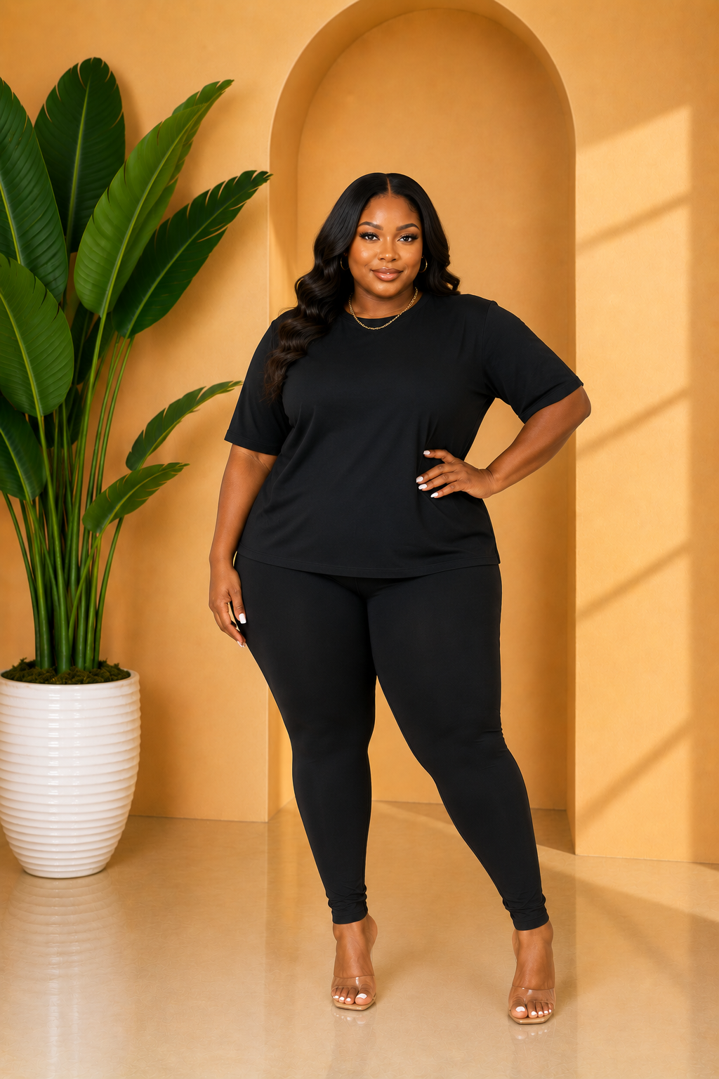 Homebody Bae Round Neck Leggings Set Main image