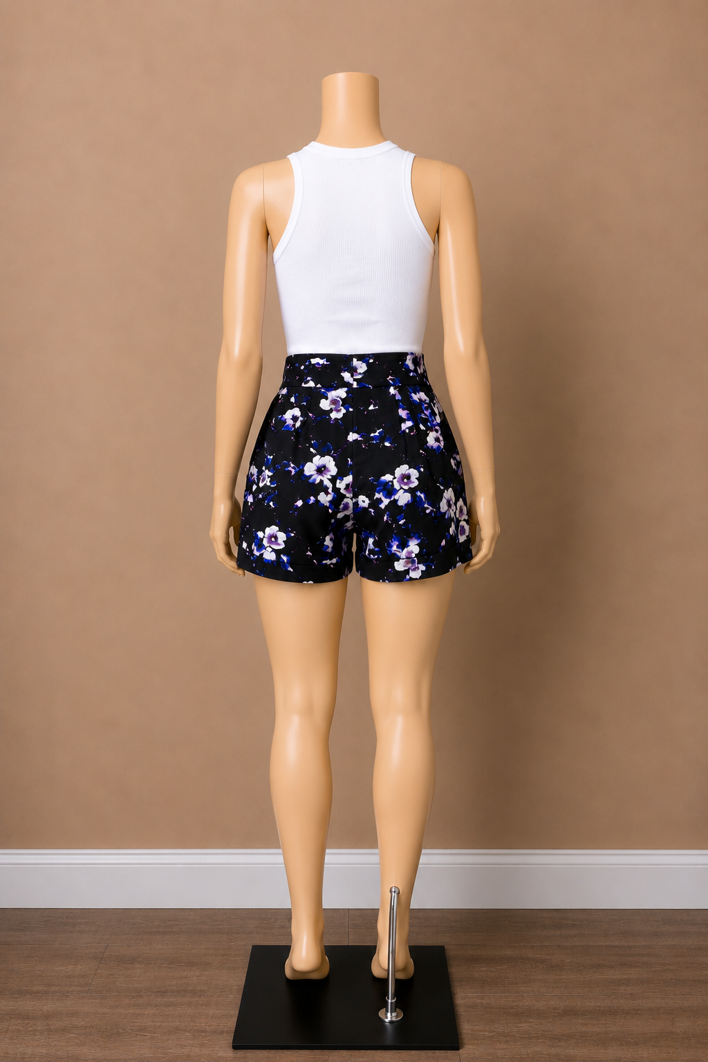 Midnight Bloom High-Waisted Floral Shorts