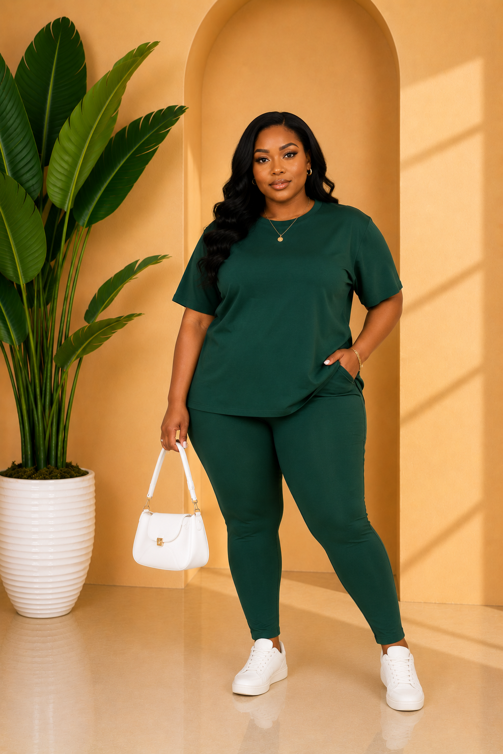 Homebody Bae Round Neck Leggings Set Secondary image