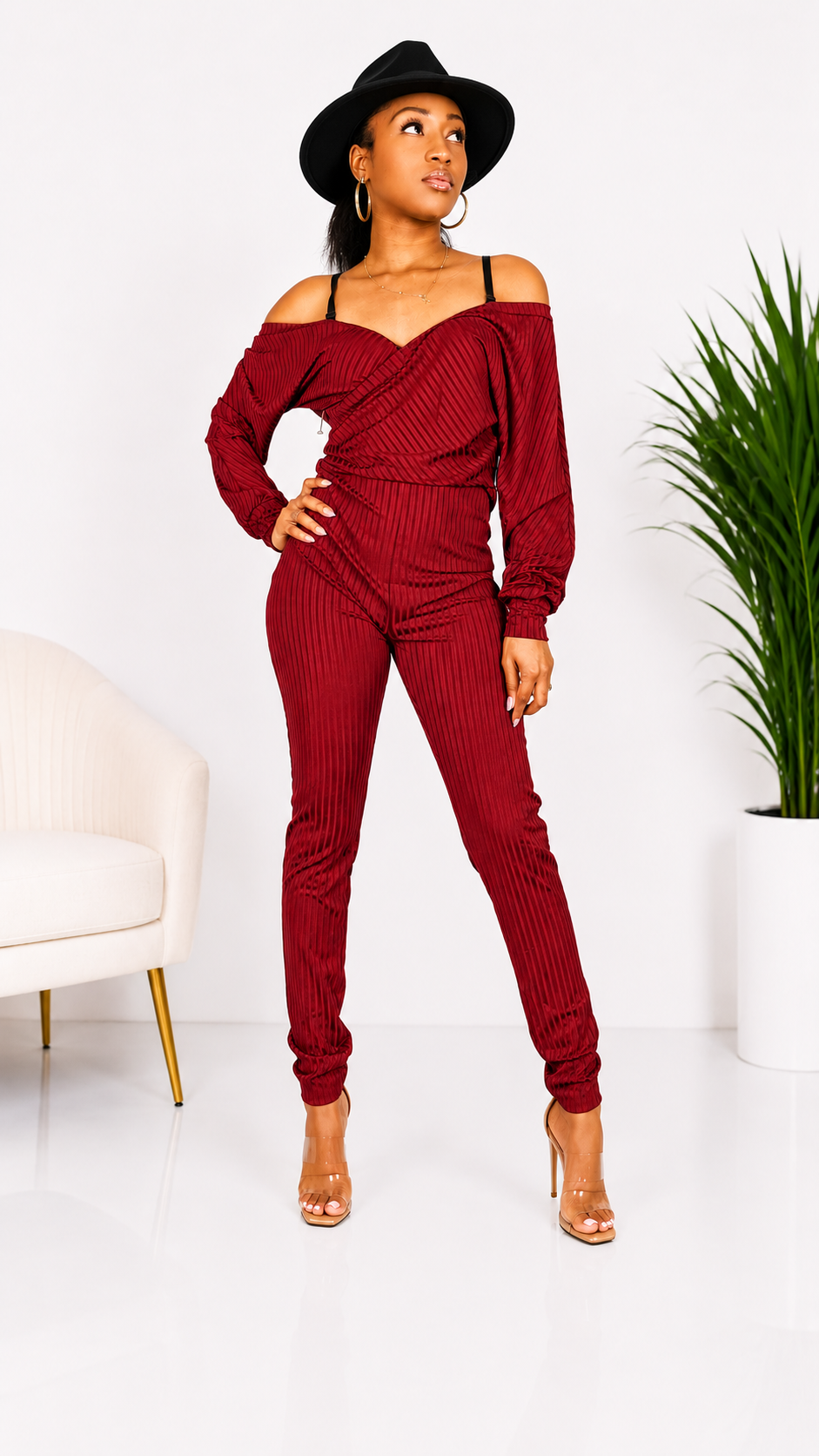 Off Shoulder Cross Front Jumpsuit