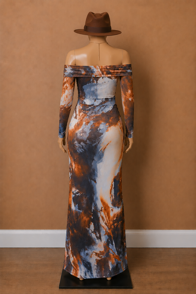 Earthbound Off-The-Shoulder Pencil Maxi Dress