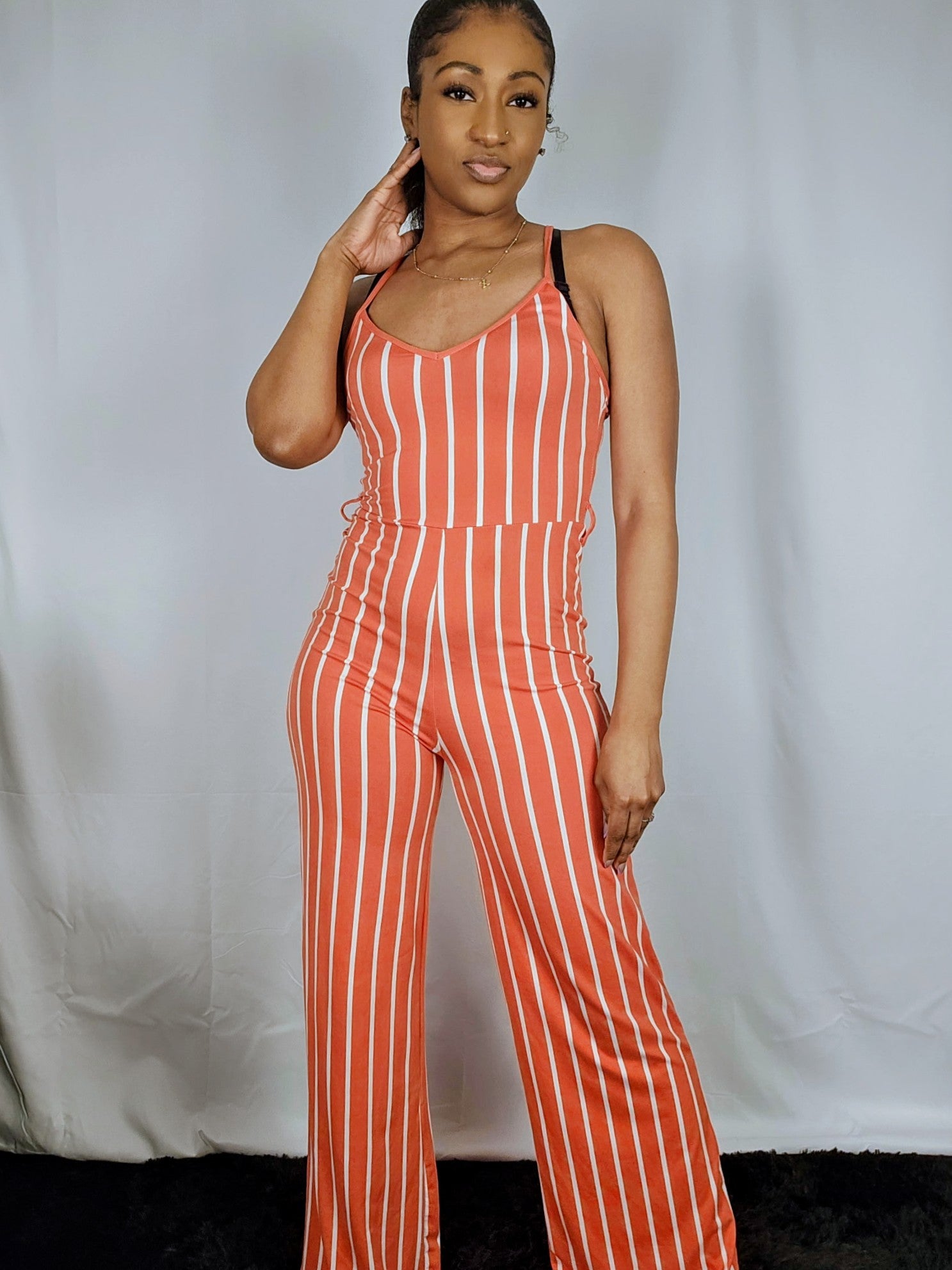 Kandy Kane Striped Wide Leg Jumpsuit