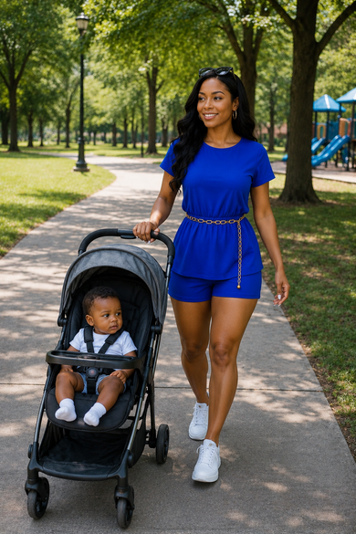 Short Sleeve Blueberry Peplum Romper
