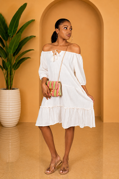 Coconut Cream Off-The-Shoulder Mini Dress