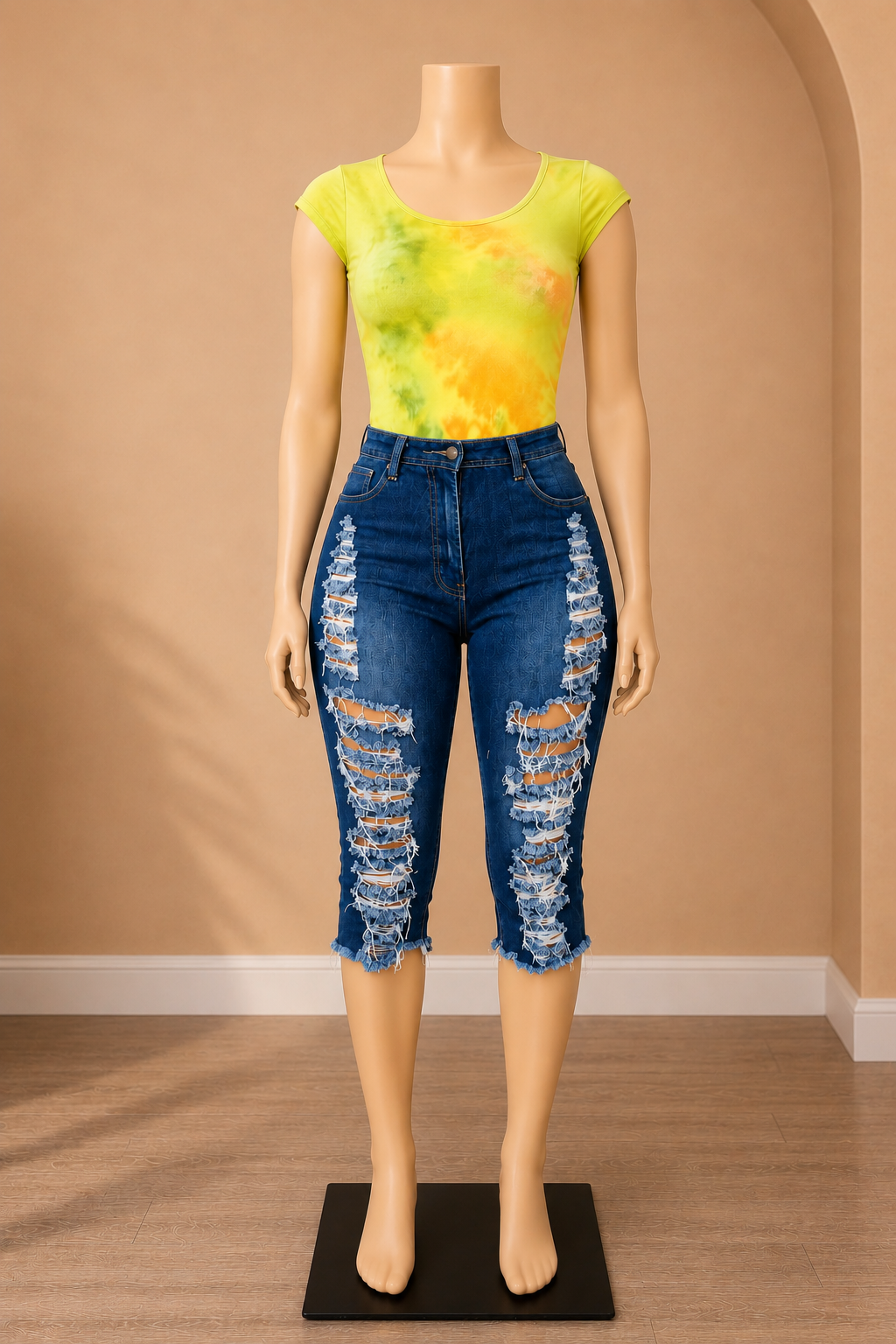 Curve Appeal Distressed Denim Shorts