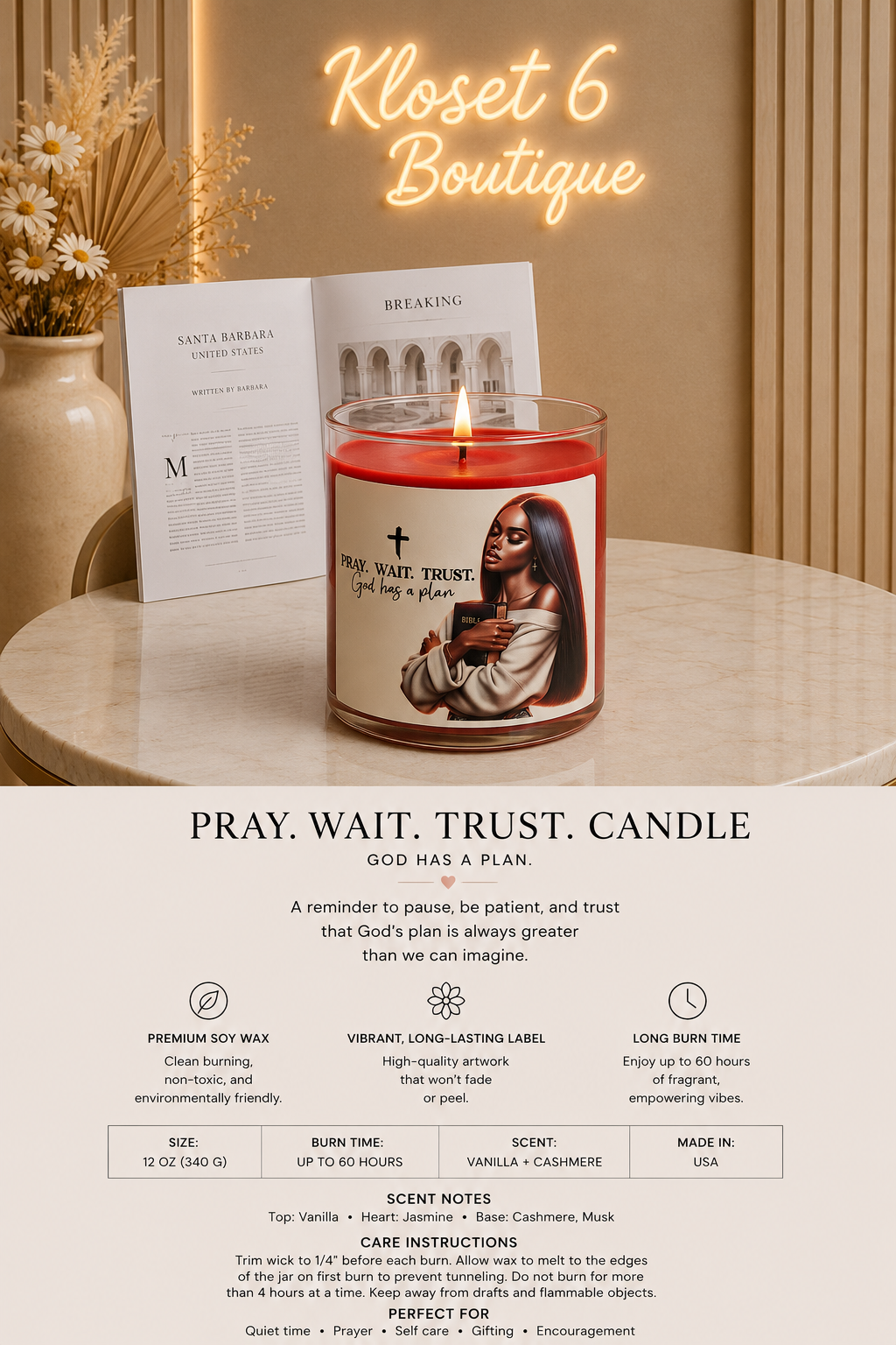 Pray. Wait. Trust Candle Main image