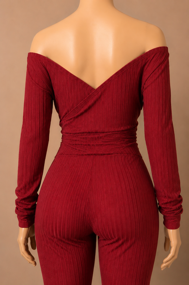 Off Shoulder Cross Front Jumpsuit