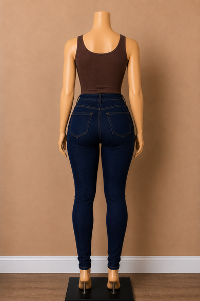 High-Rise Dark Wash Skinny Jeans