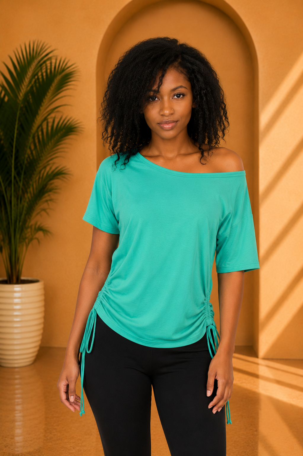 Ruched Green Top