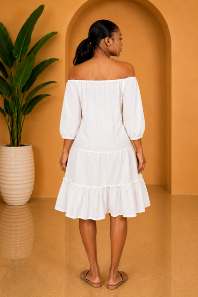 Coconut Cream Off-The-Shoulder Mini Dress