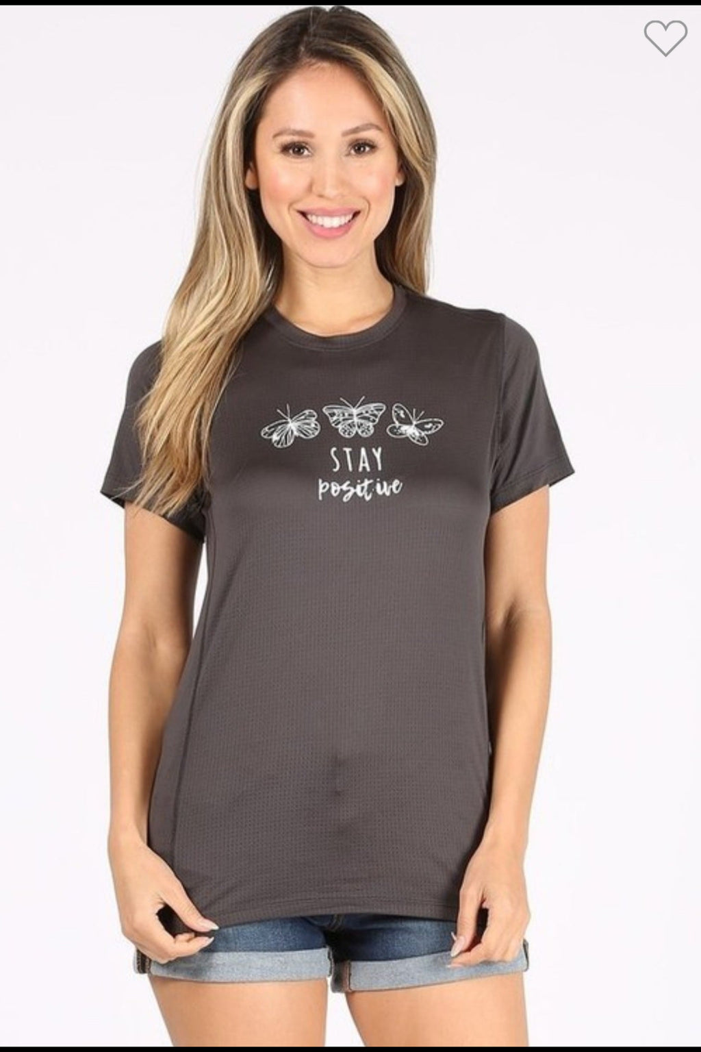 Stay Positive Butterfly Graphic Tee - Red